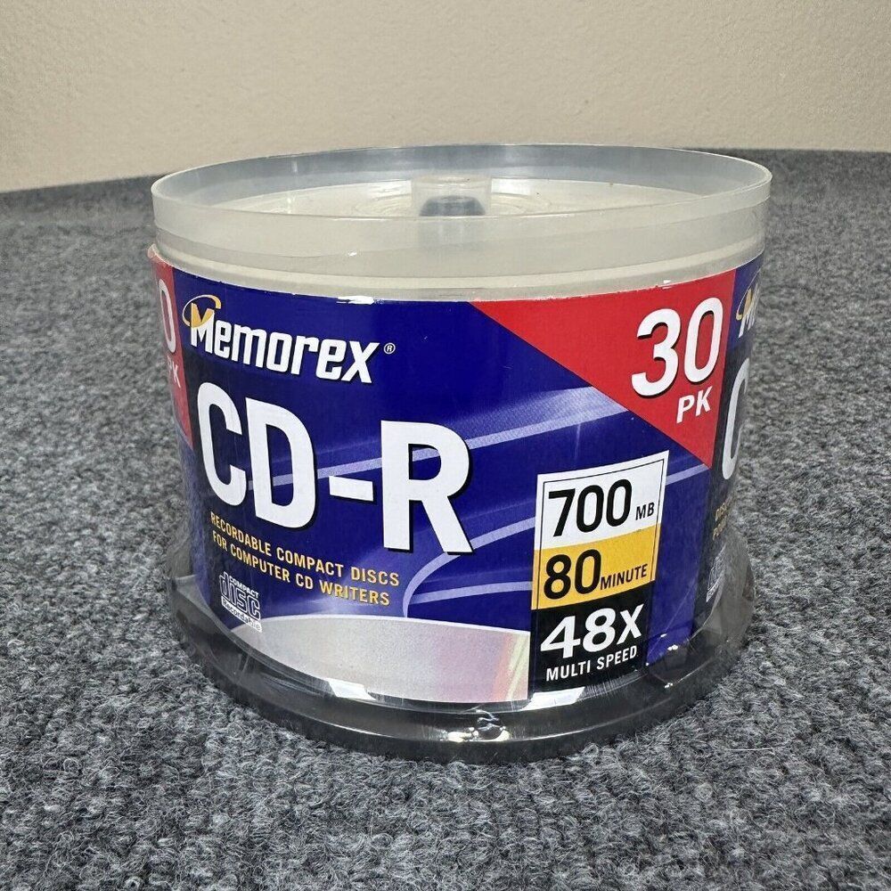 Memorex CD-R 30 Pack 48X 700Mb 80 Min Brand New Factory Sealed‎ Discs Blank CD